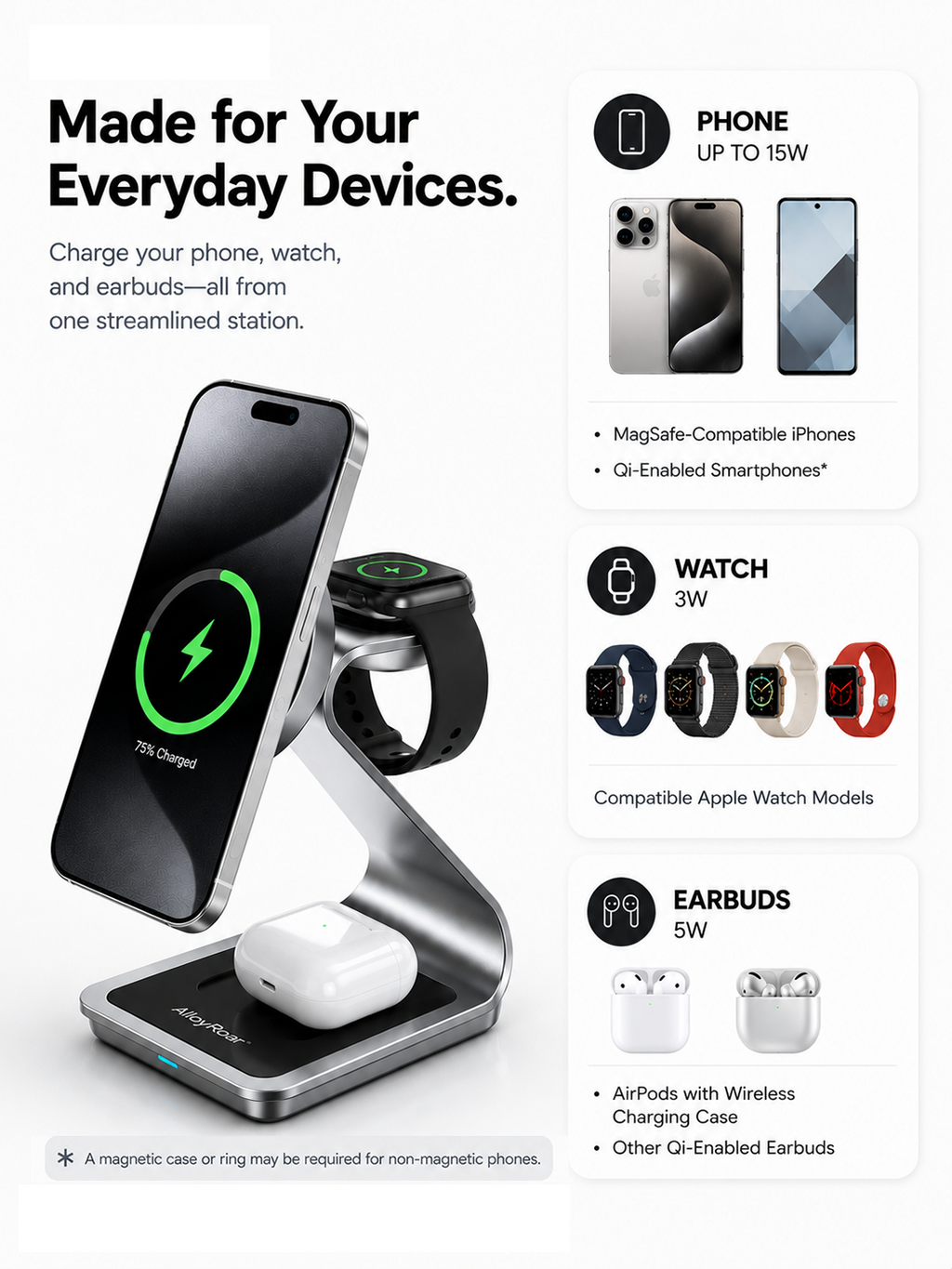 3-in-1 Foldable Wireless Charging Stand